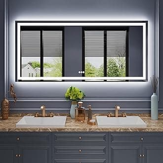 Amorho LED Bathroom Mirror 68"x 36" with Front and Backlight, Stepless Dimmable Vanity Mirrors with Anti-Fog, Shatter-Proof, Memory, 3 Colors, Large Lighted Mirrors for Wall