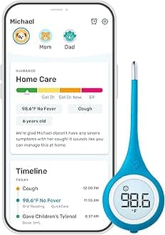 Kinsa QuickCare Smart Digital Thermometer for Adults, Kids and Babies, Oral, Rectal & Underarm Thermometer, App-Connected Fever and Symptom Tracking, Fast Accurate Readings