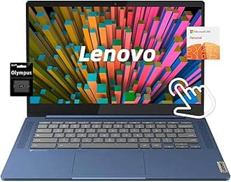 Chromebook 14" FHD Touchscreen, 8 Core MediaTek Kompanio 520, 4GB LPDDR4X, 320GB Storage (64GB eMMC+256GB Card), Microsoft 365, Business & Student Laptop, Webcam, WiFi 6, Chrome OS, Blue