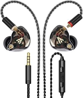 - Vibes 202M Wired Earbuds - HiFi in Ear Monitor Headphones - Noise Isolating Ear Buds w/ Mic - Clear Sound, Deep Bass & Comfort-Fit Gaming Earphones - MMCX to 3.5mm & Silver Plated Cord, Carrying Case