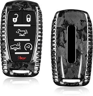 Real Forged Carbon Fiber Key Fob Protector Keychain Compatible with Dodge Ram 1500 2500 3500 TRX Limited Rebel Bighorn Lonestar Laramie,Forged Black