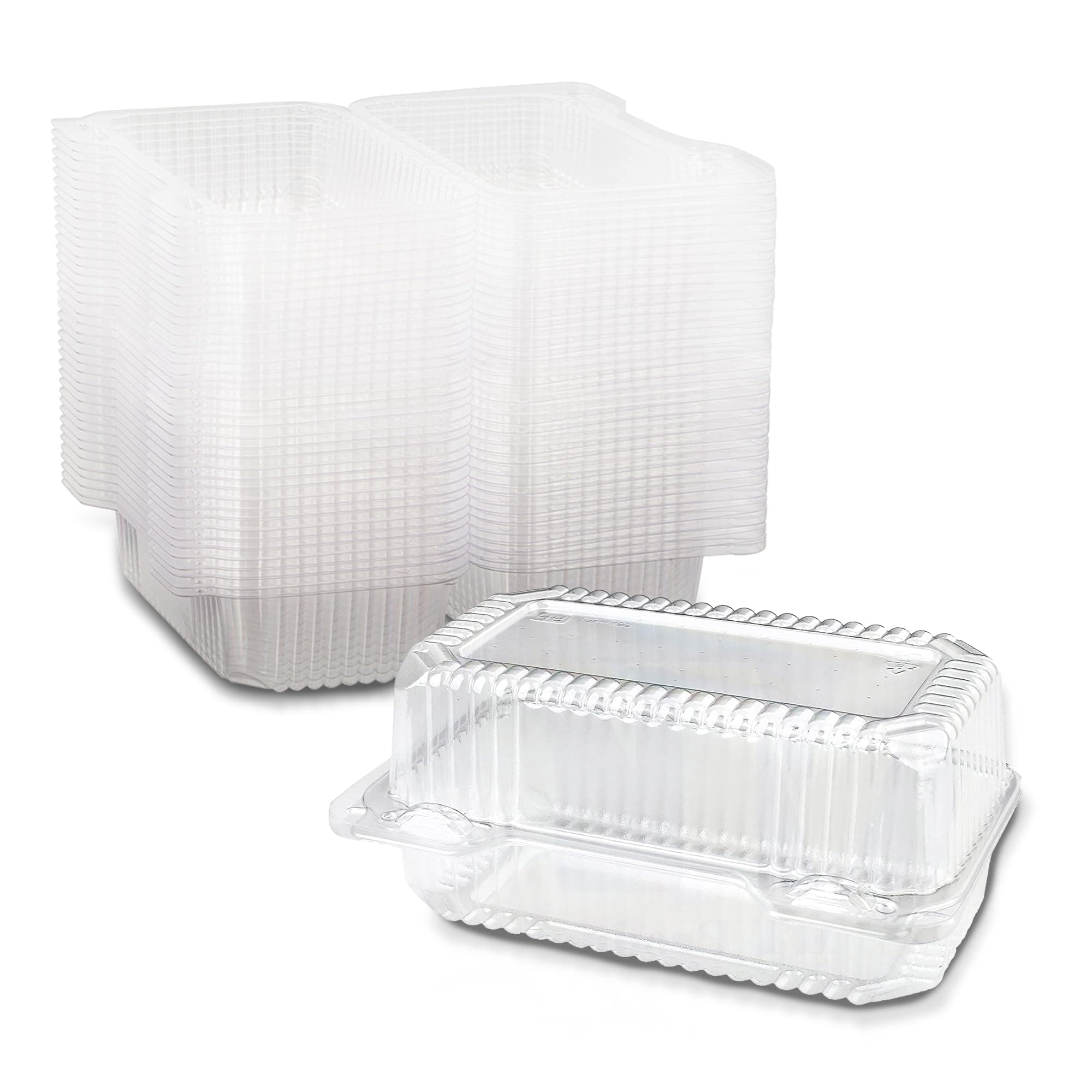 MT Products Clear Plastic Loaf Container 7.6" x 5.1" x 3.6" - Small Hoagie Container (Pack of 40) - Made in the USA