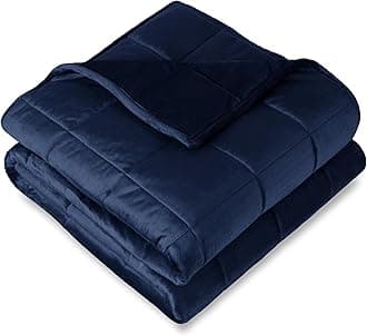 Bare Home Weighted Blanket Twin or Full Size 7lb (40" x 60") for Adults - Minky Fleece - Premium Heavy Blanket Nontoxic Glass Beads (Dark Blue, 40" x 60")