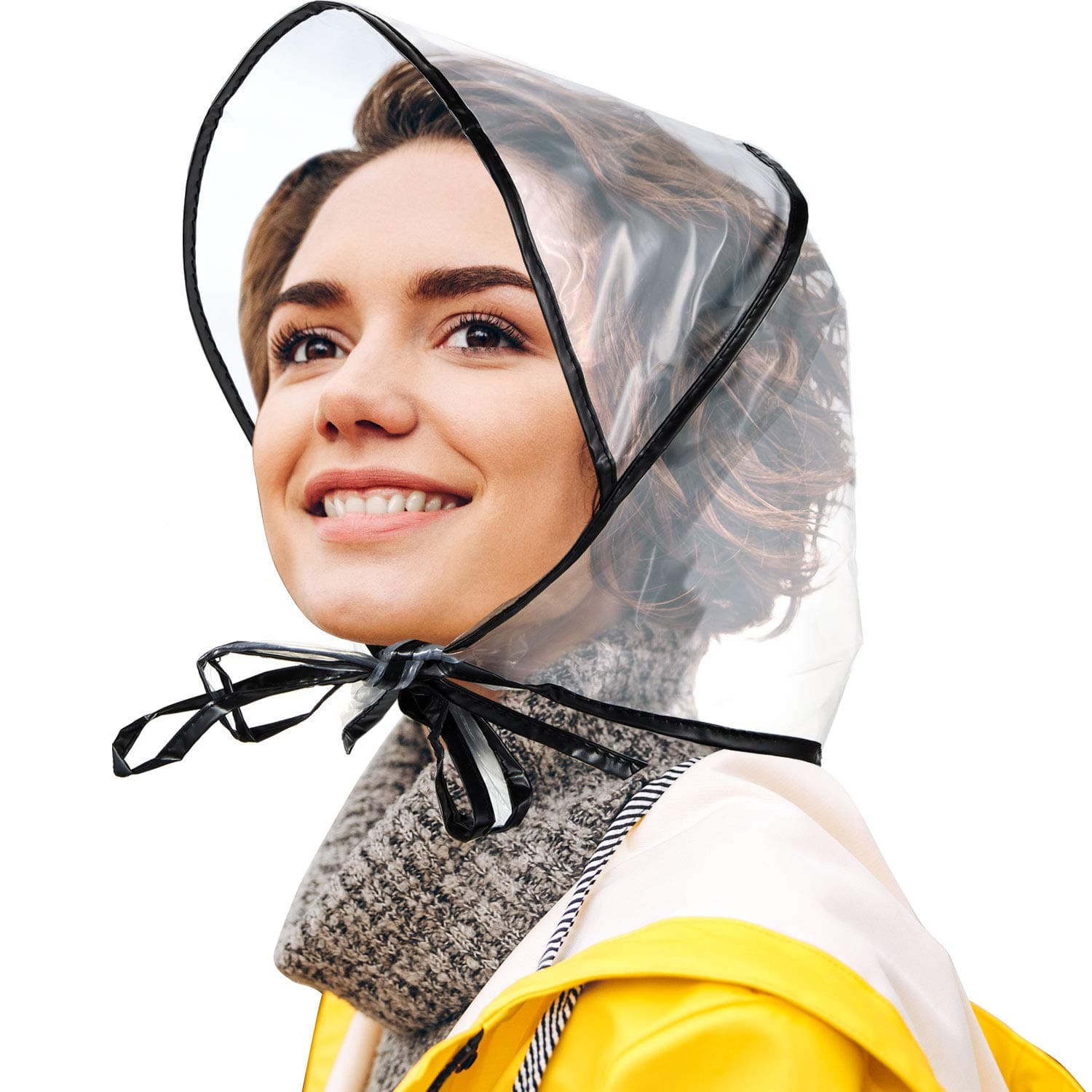 6 Pcs Women's Rain Bonnet with Visor Clear Waterproof Plastic Rain Bonnet Hat for Women Female