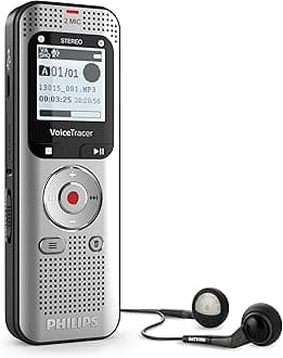Philips VoiceTracer Audio Recorder DVT2015, Stereo MP3, 8 GB internal memory, with Speech-to-Text Cloud Software