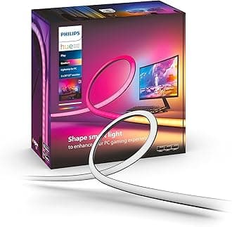 Play Gradient Lightstrip for Triple-Monitor Setup - 24” to 27” PC Monitors - White & Color Light (Hue Bridge Required), Works with Alexa & Google Assistant – A Certified for Humans Device