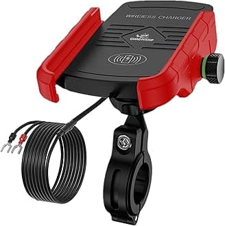 GRAND PITSTOP Mobile Holder for Bikes, Motorcycle, Scooter, Bicycles, Wireless Jaw Grip Bike Mobile Holder for Maps and GPS Navigation with 360° Rotation Aluminium Handlebar Phone Mount-Red