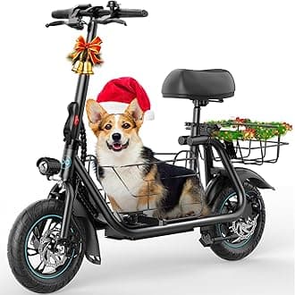 Electric Scooter for Adults with Large Pet Basket – Dog-Friendly 550W Motor 19 MPH, 20 Mile Long Range, Foldable Commuter E-Scooter with Comfort Seat for Pets & Groceries
