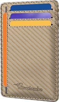 Front Pocket Minimalist Leather Slim Wallet RFID Blocking Carbon Fiber Texture