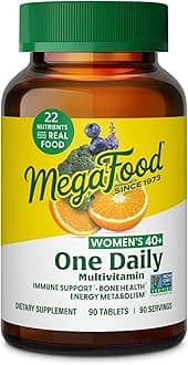 MegaFood Multivitamin for Women 40+ One Daily Womens Multivitamin - with Methylated B12, Methyl Folate, Vitamin D3, C & Zinc - Energy Metabolism, Immune Support & Bone Health, Vegetarian, 90 Tablets
