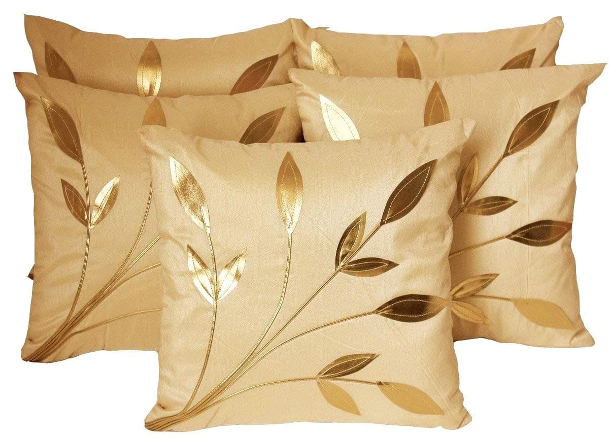 UPDHANM PolySilk Cushion Covers, 30 cm x 20 cm x 10 cm, Gold, Set of 5