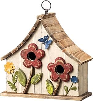 White Birdhouse with 3D Flowers