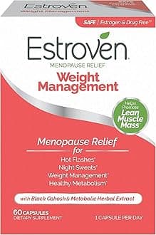 Estroven Weight Management for Menopause Relief - 60 Ct. - Clinically Proven Ingredients Help Manage Weight, Provide Night Sweats & Hot Flash Relief - Drug-Free & Gluten-Free