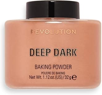 Revolution Beauty London, Loose Baking Powder, Prolongs Makeup Wear, Setting Deep Dark, For Dark Skin tones, 32g