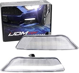 iJDMTOY OEM Turn Signal Lamp Replace LED Daytime Running Light Kit Compatible with 2015-2017 Ford Mustang (Xenon White LED DRL w/Amber Sequential Blink Turn Signal Feature), Clear Lens