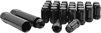Set of 24 Black M12x1.5 Tuner 6 Spline Lug Nuts with Locking Feature+ Two Removal Socket Keys | Fits Toyota Lexus PreRunner FJ Cruiser 4Runner