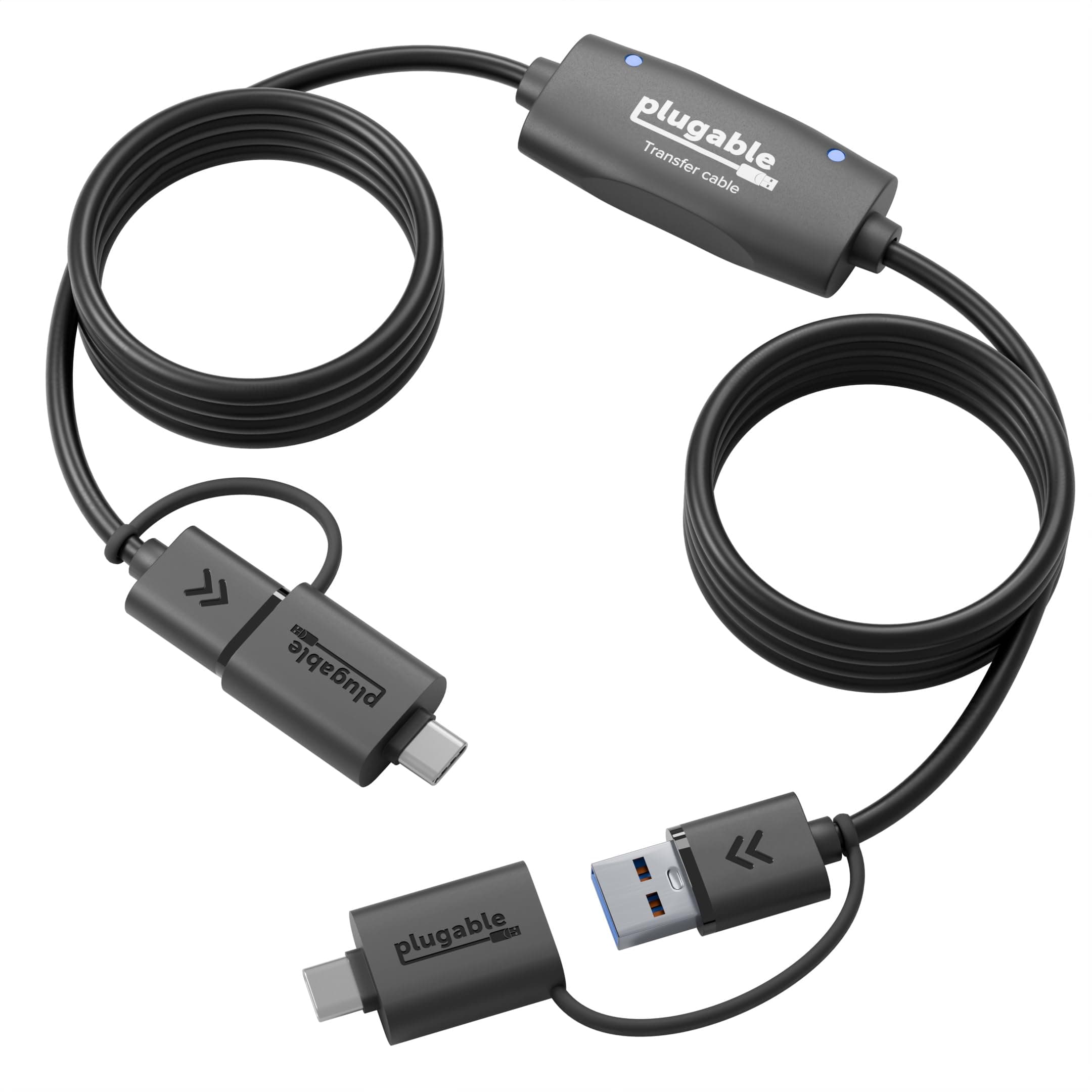 USB Data Transfer Cable PC to PC, Compatible with Windows USB C and USB 3.0, Transfer Files to New Computer with Included Bravura Easy Computer Sync Software, 6.6ft (USBC-TRAN)