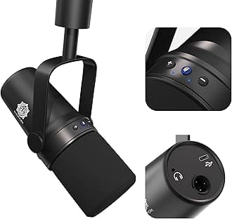 DIGIMORE Dynamic Podcast Microphone | USB/XLR Microphone kit for Streaming & Gaming | 24-Bit/192kHz Chip | Built-in Headphone Output | Mute Button, Gain Button (D-490)