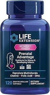 Life ExtensionPrenatal Advantage Supplement – Comprehensive Prenatal Vitamin for Pregnant Women - Complete Multivitamin for Healthy Brain with DHA - Non-GMO, Gluten-Free -120 Softgels