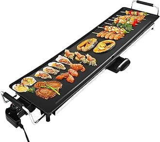 AEWHALE Electric Nonstick Extra Larger Griddle Grill-35" Teppanyaki Grill BBQ with Adjustable Temperature &Insulated Handles for Indoor/Outdoor