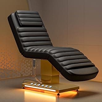 Paddie Professional Fully Electric Esthetician Bed, 3 Motor Spa Chair with LED Light, Motorized Height & Angle Adjustable for Facial & Medical, Black