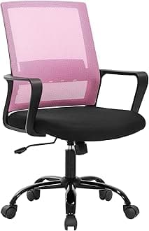 BestOffice Desk Chair Mesh Office Chair Ergonomic Computer Chair Executive Lumbar Support Adjustable Stool Rolling Swivel Chair,Pink