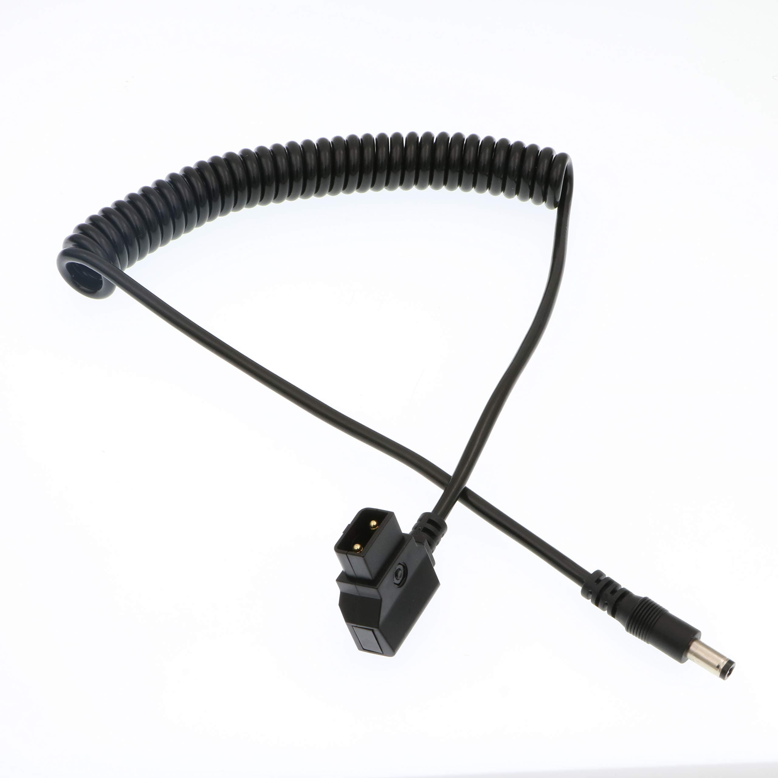 UonecnDtap to Right Angle DC Power Cable 12V 2.1mm for KiPRO LCD Monitors Lectrosonic Lowel Blender LED PowerTap-Lectro Devices (Straight DC Coiled Cable)