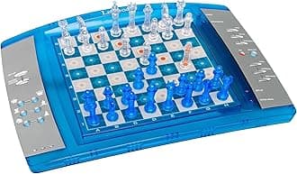 Lexibook ChessLight®, Electronic chess game with touch-sensitive keyboard and light and sound effects, 32 pieces, 64 levels of difficulty, Battery, Blue/Grey, LCG3000