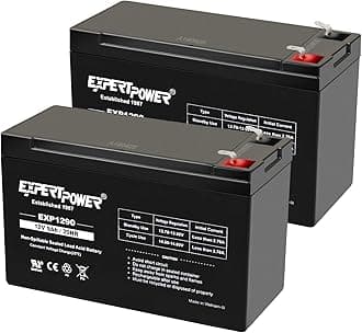 ExpertPower EXP1290 (2 Pack) - 12V 9AH SLA AGM Rechargeable 12V Battery for Ride on Toys, Backup UPS Battery Replacement, 12 Volt Batteries for Alarm, Electric Bike, F2 Terminals (.250")