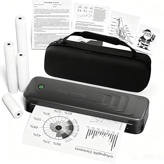 Portable Printers Wireless for Travel, Bluetooth Inkless Thermal Printer Support 8.5" X 11" US Letter, Small Mobile Printer for Phone Laptop, with Carry Case & 4 Rolls Thermal Paper, Dark Grey