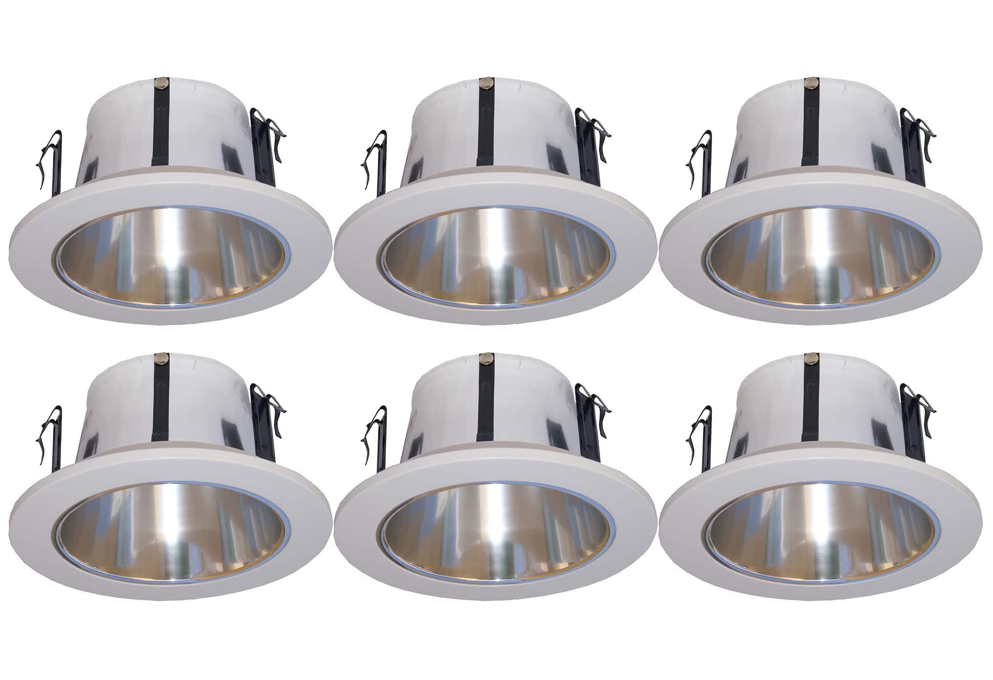 6 Pack- 4 Inches Open Reflector Trim/Trims for Line Voltage Recessed Light/Lighting-fit Halo/Juno