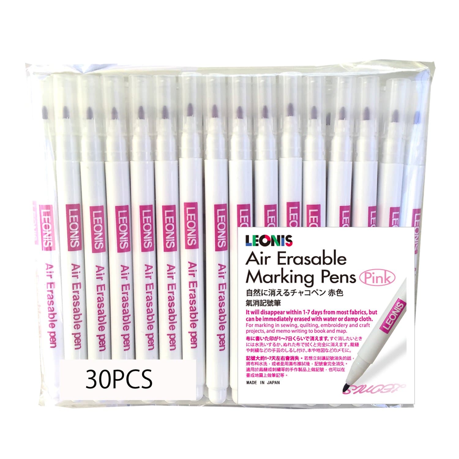 LEONIS Disappearing Ink Fabric Marking Pen 10 Count Pack*3 [ 78010_3pks ]