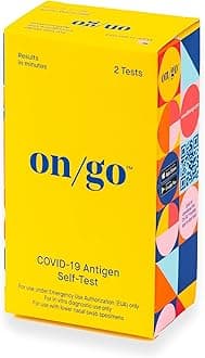 On/Go COVID-19 Antigen Self-Test Kit with Test-to-Treat App, 1 Pack, 2 Tests Total, 10-Minute Results, FDA EUA Authorized, Easy to Use at Home, Fast and Accurate