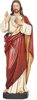 BC Catholic Sacred Heart of Jesus Statue, 10" H Jesus Christ Indoor Decr, Catholic Colletable Figurine, Religious Gift, Handpainted by Buildclassic