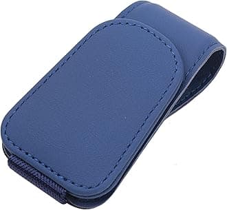 KanSmart Sunglass Holder for Car Visor Sunglasses Clip Magnetic Leather Glasses Eyeglass Holder Interior Car Accessories for Woman Man -Blue