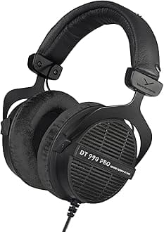DT 990 PRO, 80 Ohm, Open Back, Over Ear, Wired Professional Studio Headphones, Gaming, Podcast, Audiophile, Mixing, 3m Straight Cable, Black with Limited Edition Black Velour Ear Pads