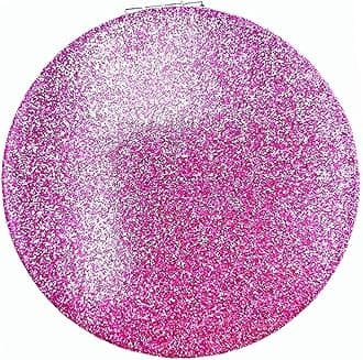 Purple Compact Mirror for Women,Magnifying Travel Mirror with Glitter,Leather Small Pocket Mirror,Portable 2 x 1x Magnification Folding Makeup Mirror,Cosmetic Mirror for Gift