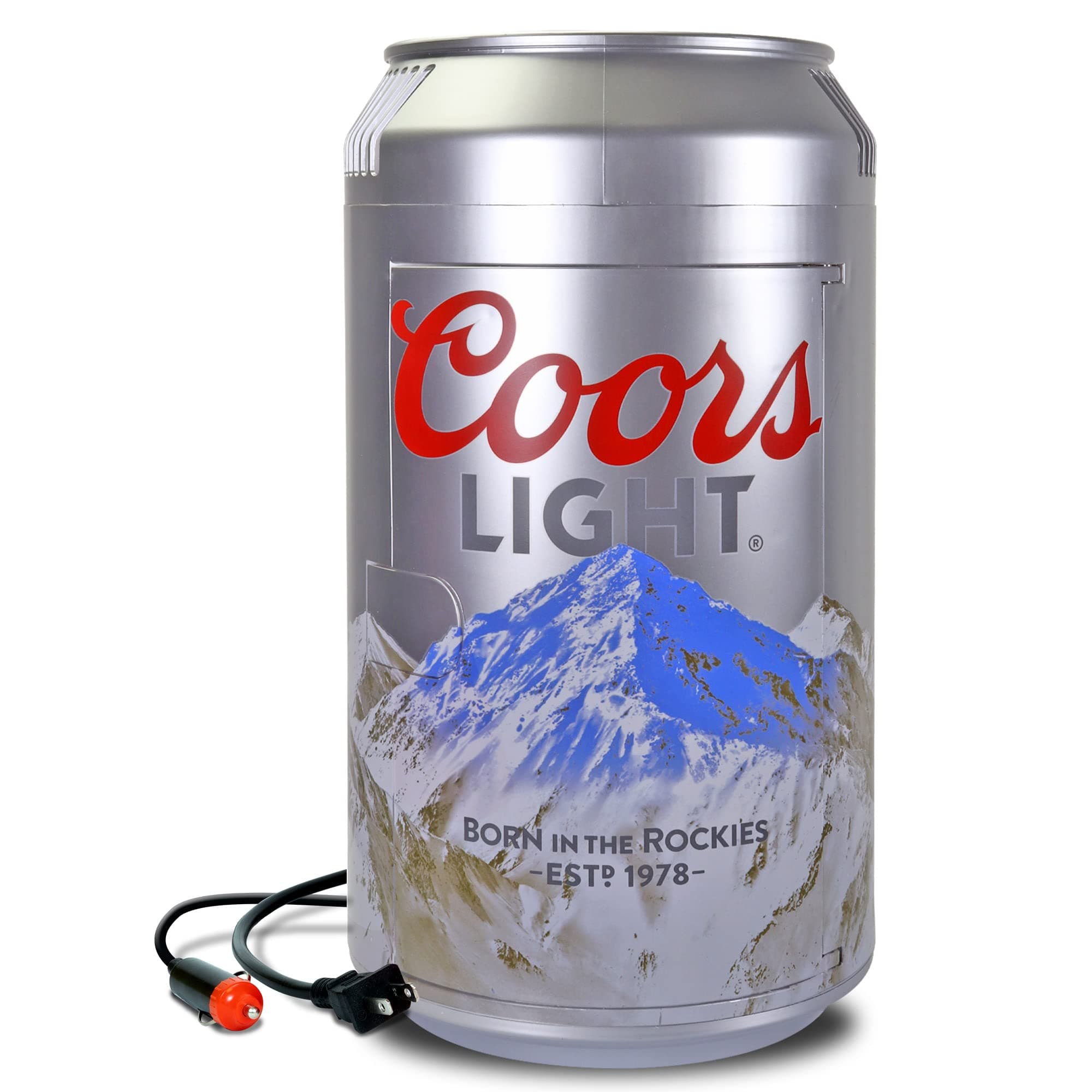 Coors Light Mini Fridge - Refrigerator for Bedroom Office, Portable Table Top Beverage Cooler, 12V 110V Refrigerador For Drinks, Soda, Wines, Use In Car, Dorm, Outdoor, 8 Can