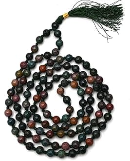 Crystal Japa Mala - 108 Beads Buddhist Prayer Beads - AAA Grade Original Healing Gemstone Agate Mala for Yoga Meditation Spiritual Reiki Feng Shui