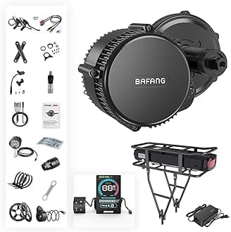 500W 750W 1000W Mid Drive Kit, Upgraded BBS02B HD Ebike Conversion Kit, 8Fun M615 48V/52V Motor with Optional Digital Display & 46T Chainring for 68mm/100mm/120mm