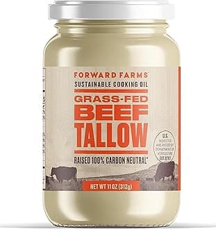 Forward Farms 100% Carbon Neutral Raised Grass-Fed & Grass-Finished Beef Tallow | Premium Pure Cooking & Frying Fat for Keto, Paleo, Whole30 | 11 oz Jar (1 Pack)