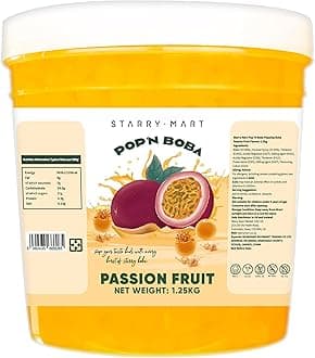 POP'N BOBA Passion Fruit Popping Boba for Bubble Tea (1.2kg), Bursting Pearls Bubble, for Shakes, Dessert Topping, Smoothie and Cocktails