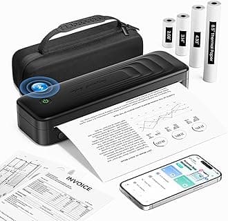 TATTMUSE Portable Printers Wireless for Travel, Bluetooth Inkless Thermal Printer Support 8.5" X 11" US Letter, Small Mobile Printer for Phone Laptop, with Carry Case & 4 Rolls Thermal Paper