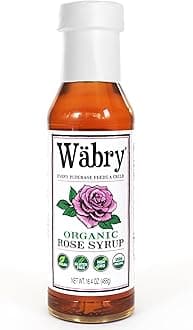 Wäbry Organic Rose Syrup – 16.4oz (468g), Natural Coffee Syrup, Perfect for Lattes, Tea, Shaved Ice and Soda, Vegan Friendly, Non-GMO, Dye-Free Snow Cone Syrup – BPA-Free Plastic Bottle