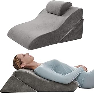 Axelrod Adjustable Bed Wedge Pillow Set with Memory Foam for Back, Leg and Knee Pain Relief (G Red- Grey)