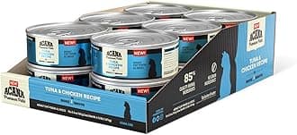 Premium Pate Wet Cat Food in Bone Broth Tuna + Chicken Recipe 5.5oz Cans (12 count)