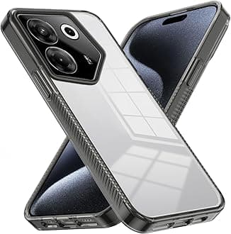 Generic Compatible with Tecno Camon 20 Pro 5G Cover,Transparent Dual Materia (TPU+Transparent PC Back Panel) Phone Case Black