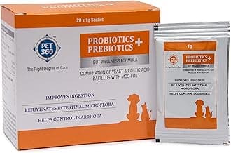 PROBIOTICS + PREBIOTICS Gut Wellness Formula for Dogs & Cats | Probiotic Supplement | Prevents Diarrhea & Indigestion | Cat & Dog Gut Health Supplement for Improved Immunity - 20 Sachets