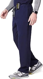 FIGSPisco Basic Scrub Pants for Men Structured Fit, Straight Leg, 4 Pockets, Anti-Wrinkle Mens Scrub Pants