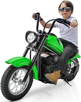Electric Dirt Bike, 15 mph & 150lb Max, 24V Ride on Toy for Big Kids w/LED Lights & Power Display,Chain-Driven Motor,Twist-Grip Throttle, Shock Springs,Handbrake,12" Air-Filled Tires-Green